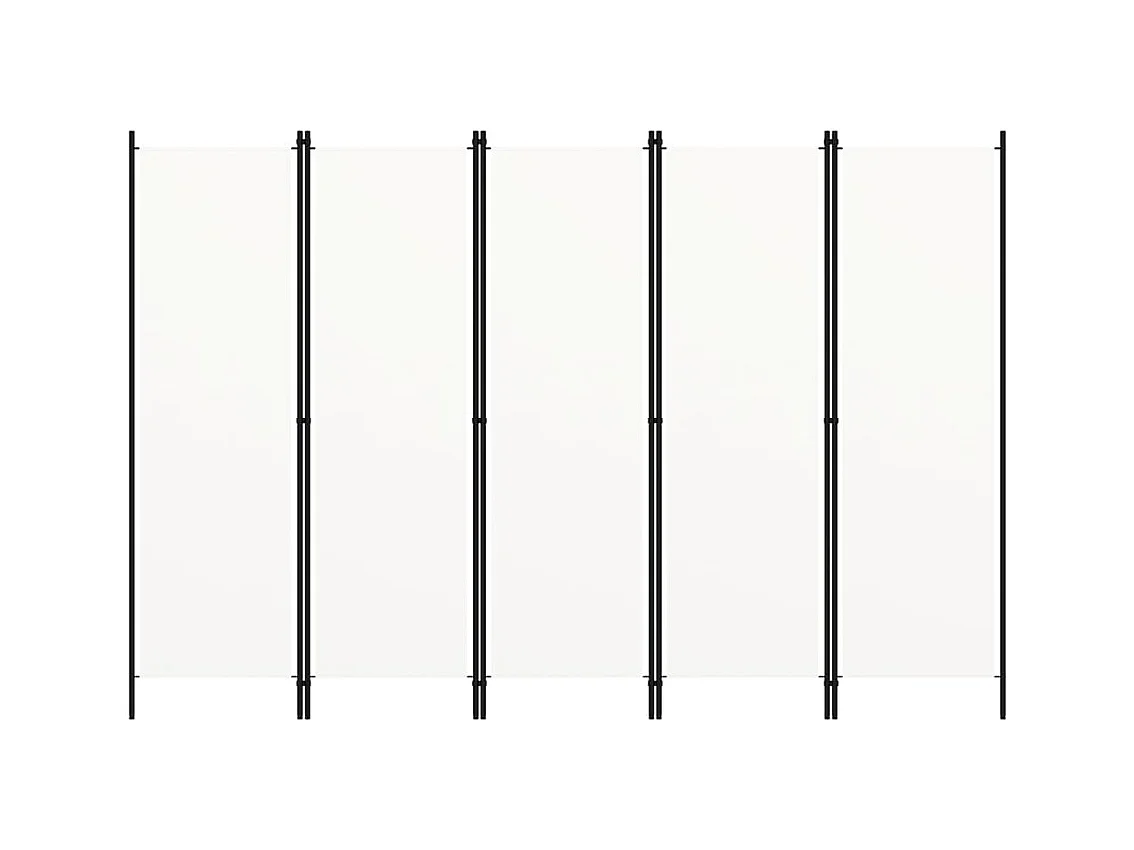 Parete divisoria a 5 pannelli, bianca, 250 x 180 cm