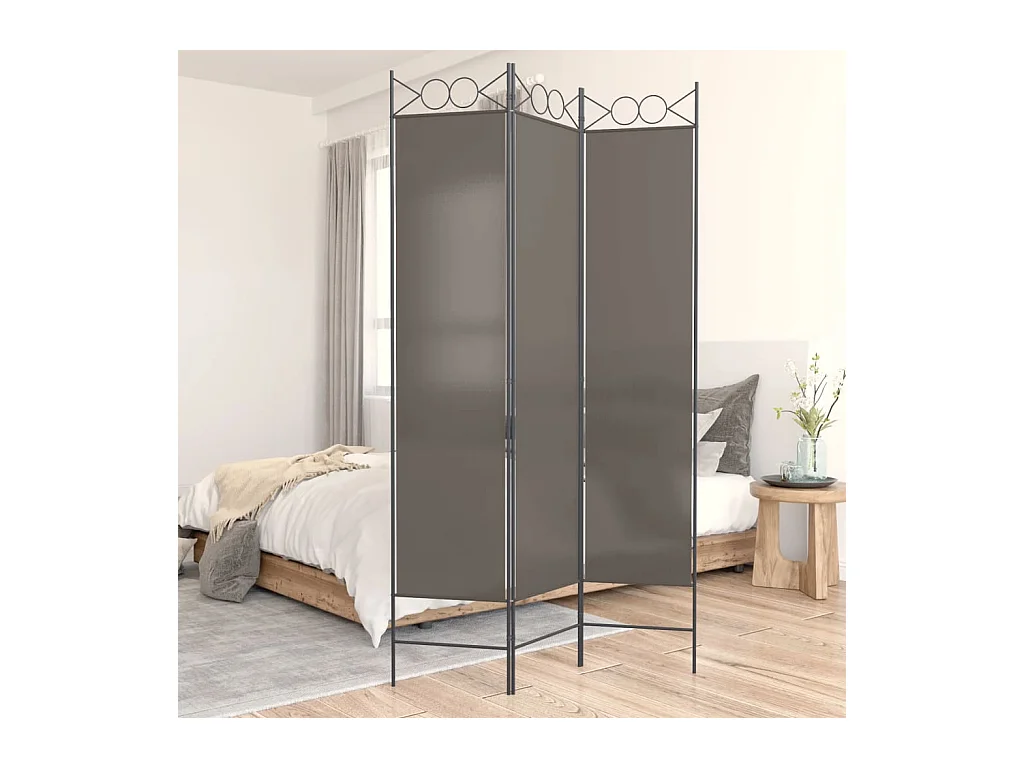 Tabique divisorio de 3 paneles Antracita 120x200 cm Tejido