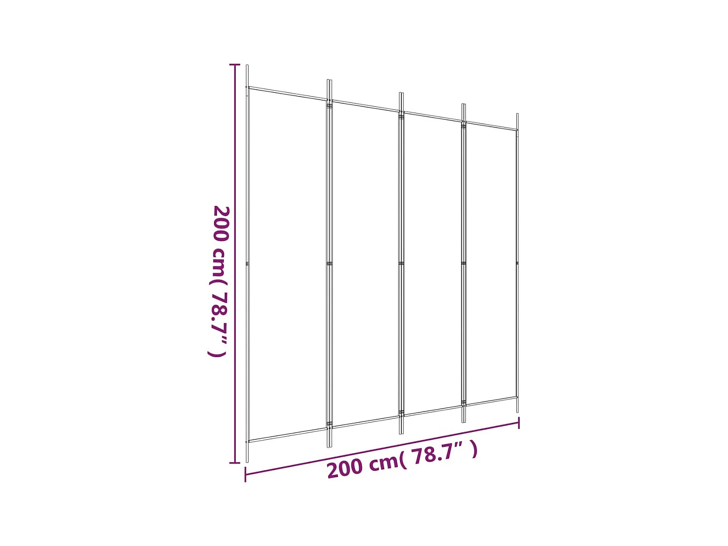 Tabique divisorio de 4 paneles Antracita 200x200 cm Tejido