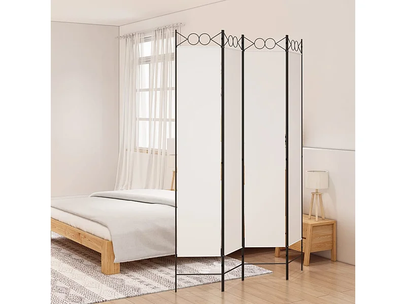 Parete divisoria a 4 pannelli Bianco 160x220 cm Tessuto