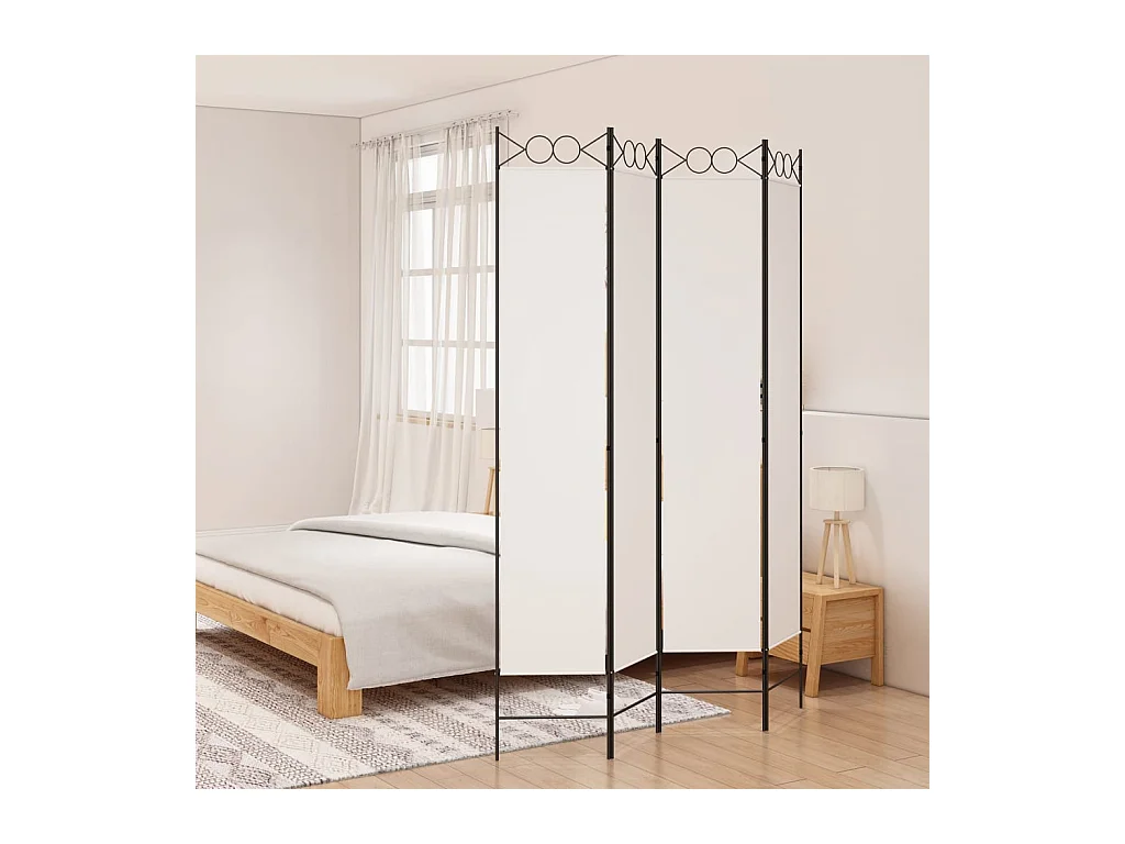 Cloison de séparation 4 panneaux Blanc 160x220 cm Tissu