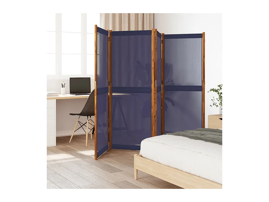 Tabique divisorio de 4 paneles azul oscuro 280x180 cm