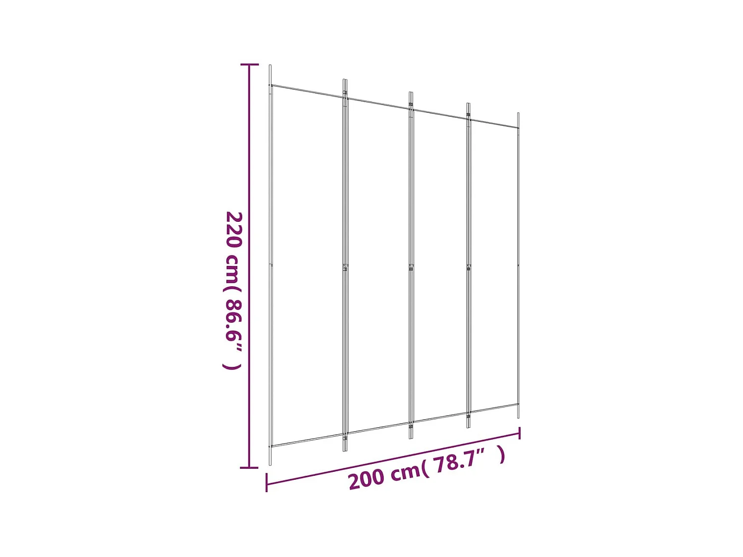4-delige scheidingswand Antraciet 200x220 cm Stof