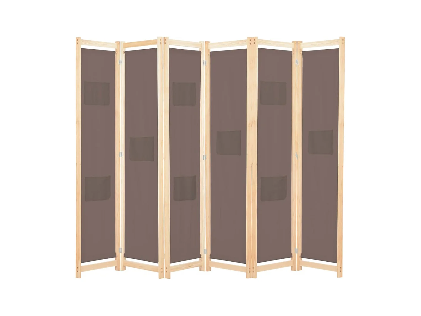 6-teilige Trennwand Braun 240 x 170 x 4 cm Stoff