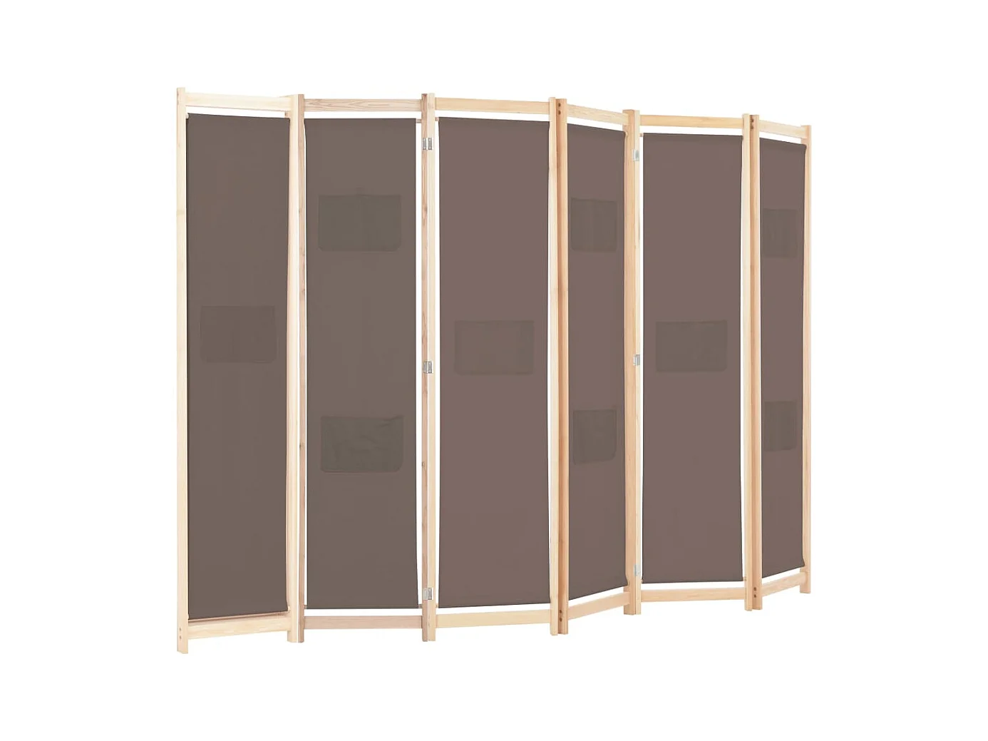 6-teilige Trennwand Braun 240 x 170 x 4 cm Stoff