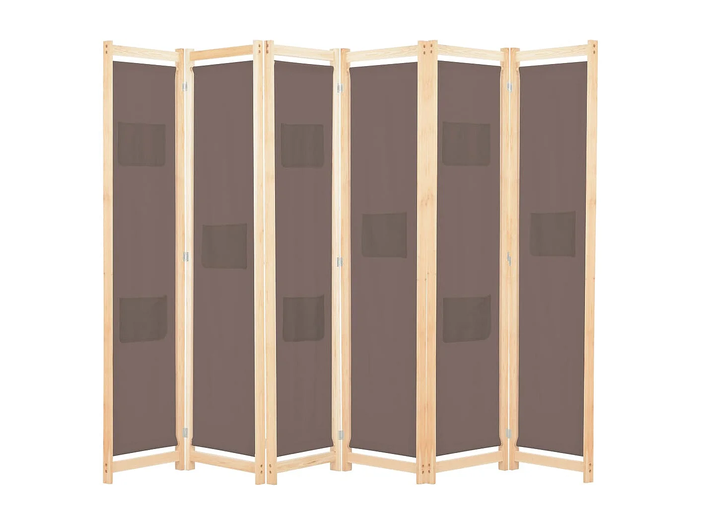 Mampara divisoria de 6 paneles Marrón 240 x 170 x 4 cm Tela