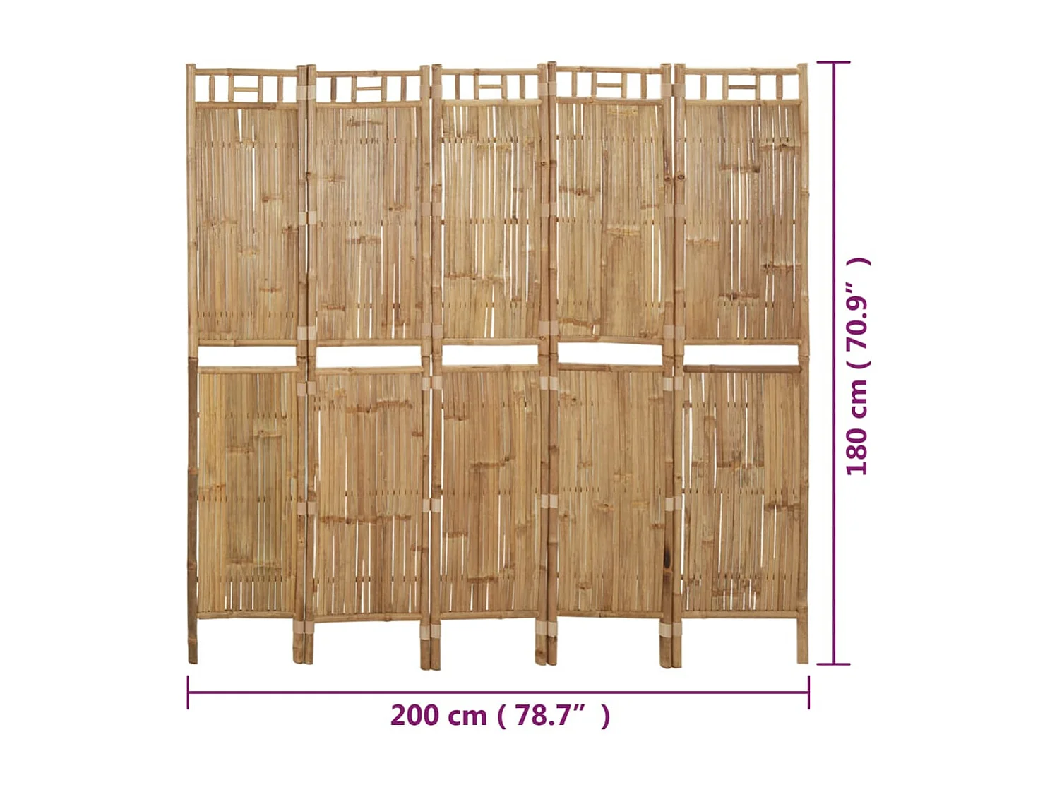 5-teilige Bambus-Trennwand 200x180 cm