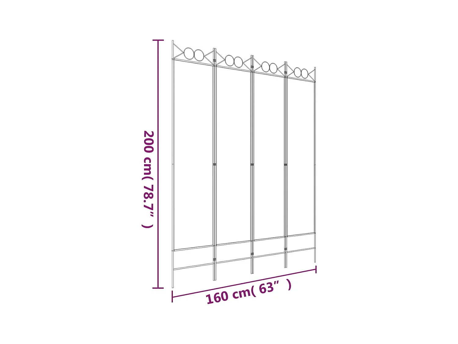 4-delige scheidingswand Antraciet 160x200 cm Stof