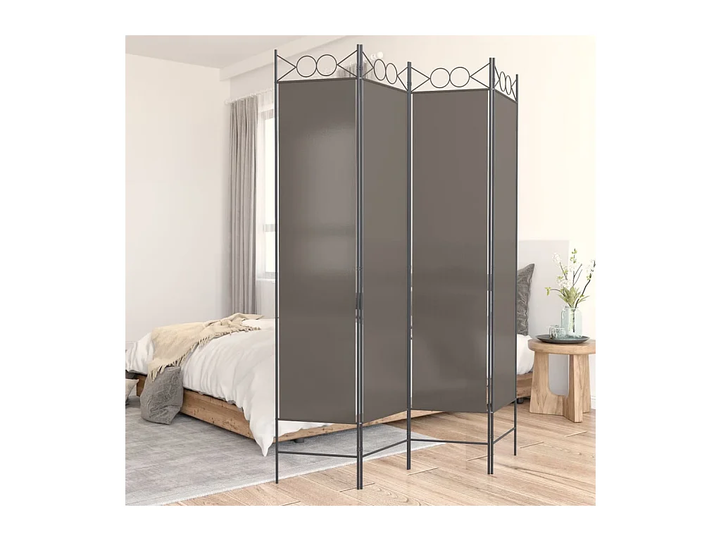 Cloison de séparation 4 panneaux Anthracite 160x200 cm Tissu