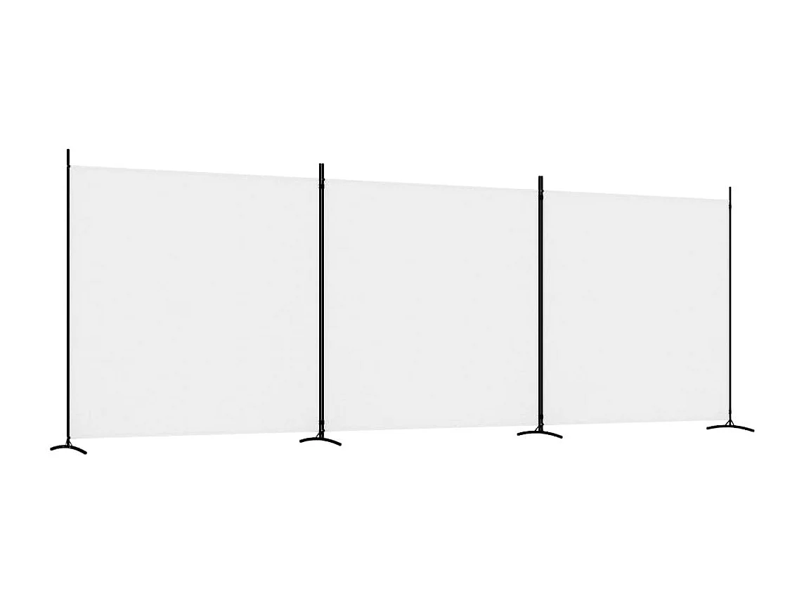 Parete divisoria a 3 pannelli Bianco 525x180 cm Tessuto