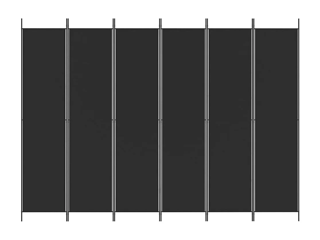 6-delige scheidingswand Zwart 300x220 cm Stof