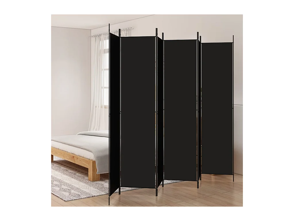 Cloison de séparation 6 panneaux Noir 300x220 cm Tissu