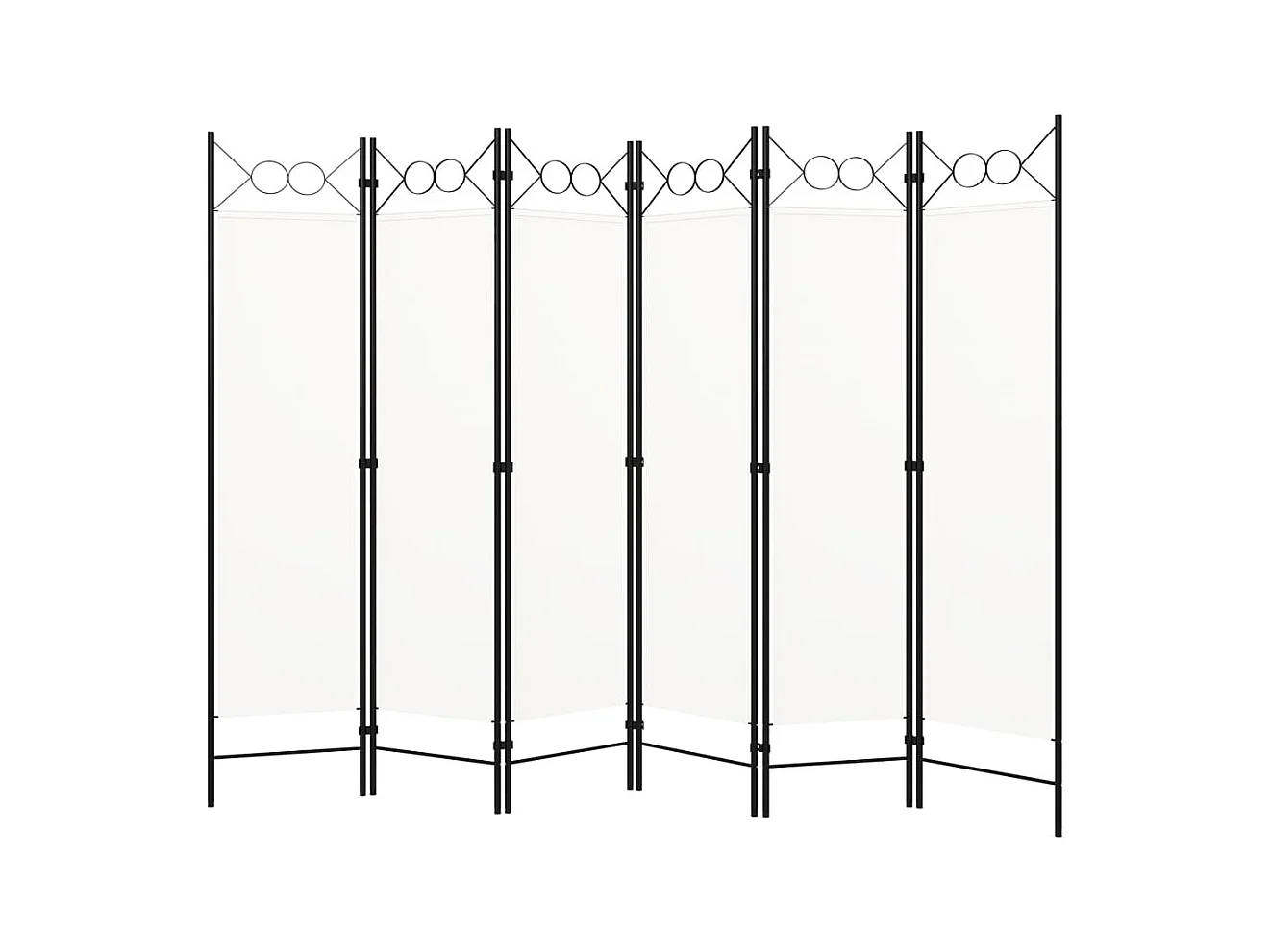 Scheidingswand met 6 panelen, wit, 240 x 180 cm