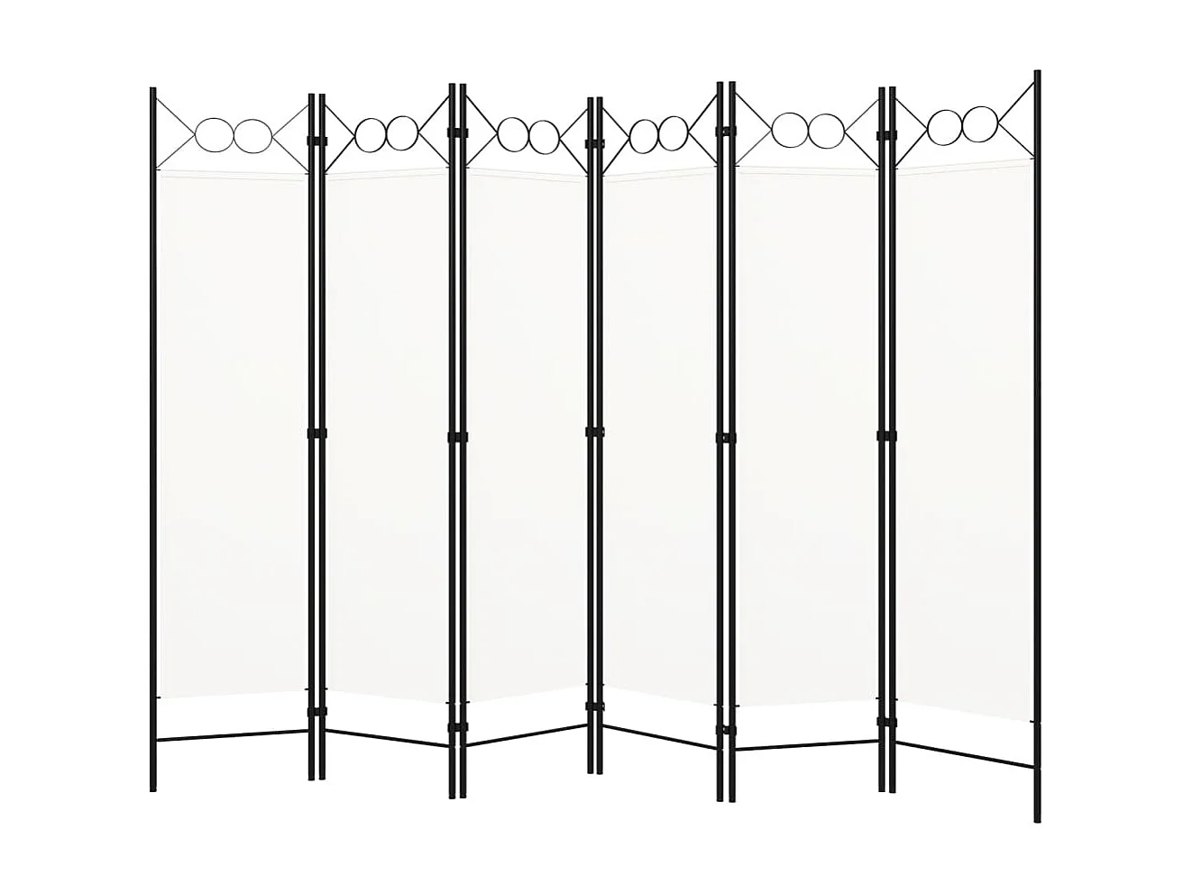 Parete divisoria a 6 pannelli, bianca, 240 x 180 cm