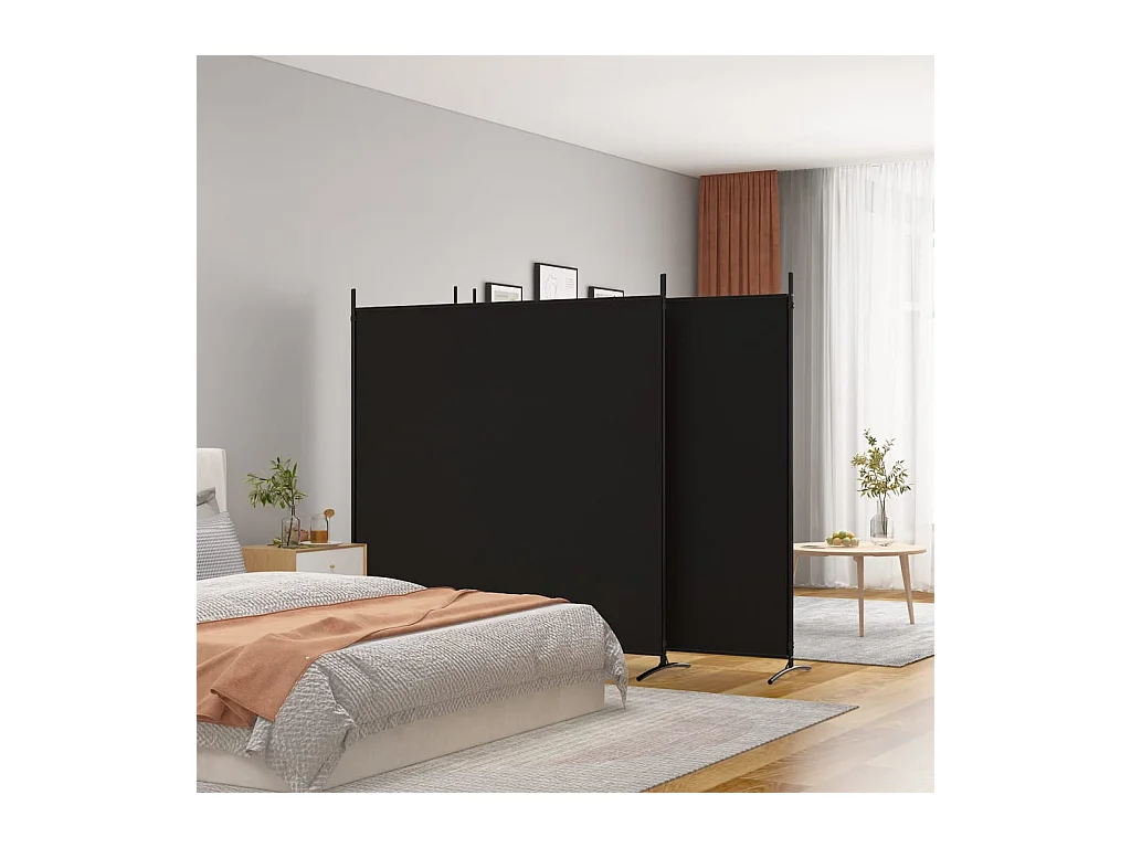 Cloison de séparation 4 panneaux Noir 698x180 cm Tissu