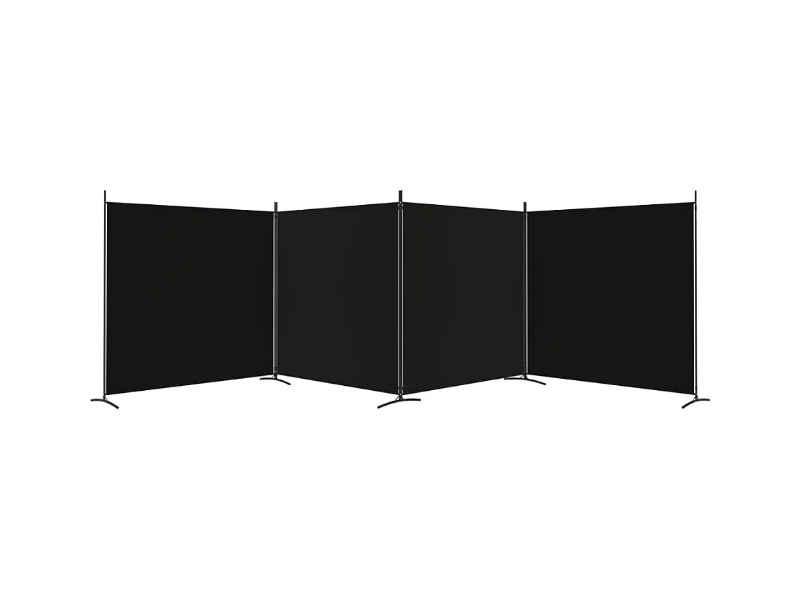 Cloison de séparation 4 panneaux Noir 698x180 cm Tissu