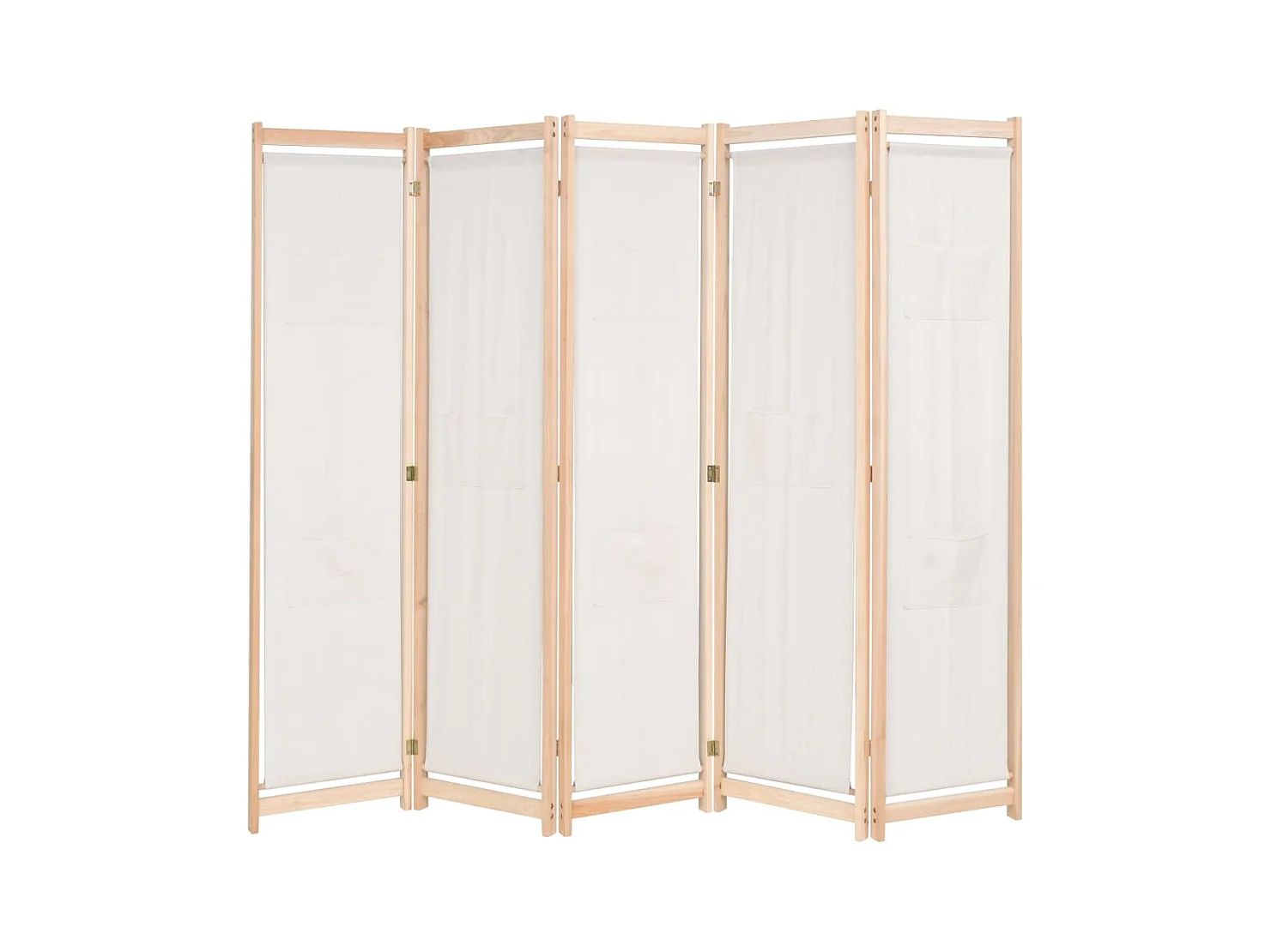 Biombo de 5 paneles Crema 200 x 170 x 4 cm Tela