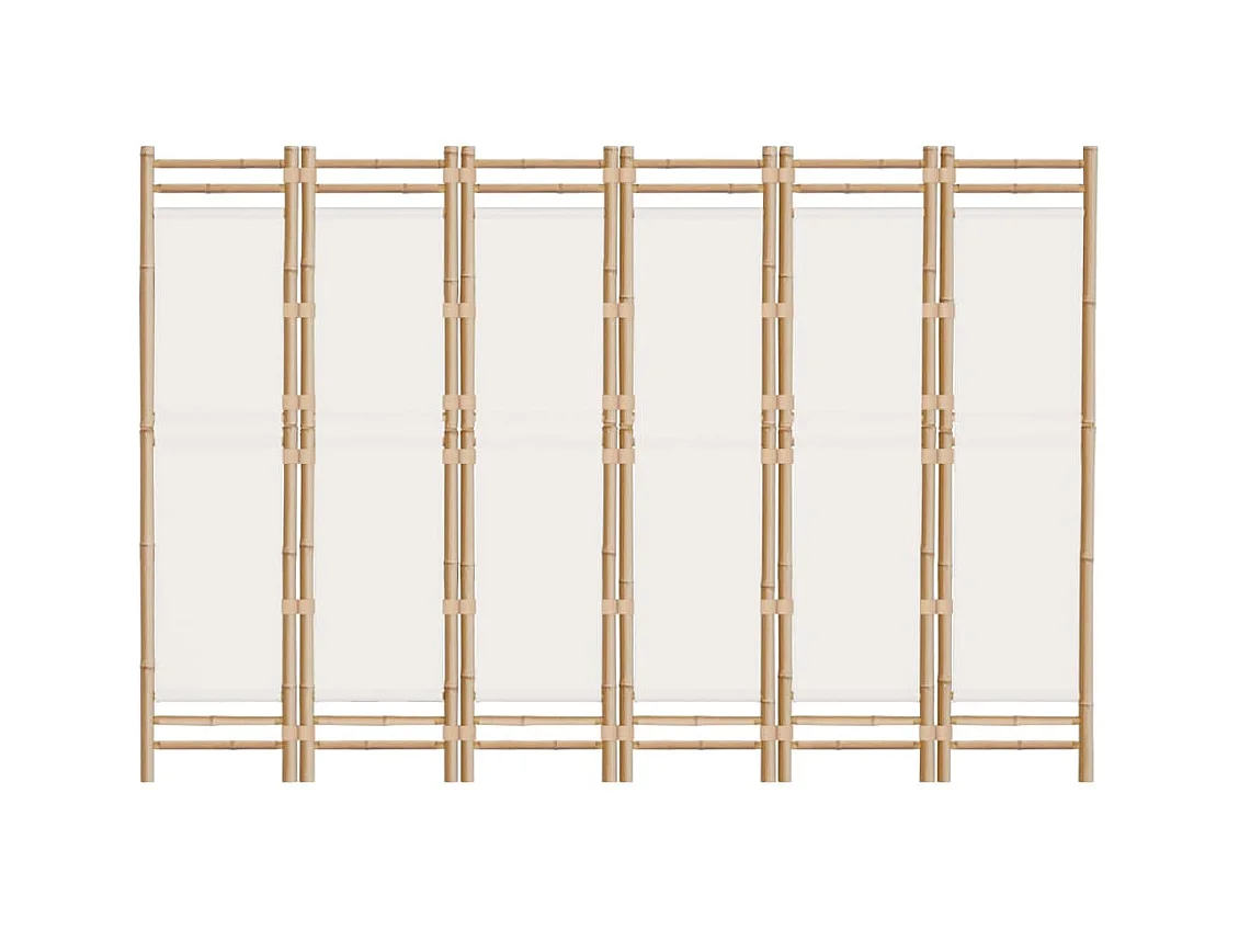 Vouwwand 6 panelen 240 cm Bamboe en canvas