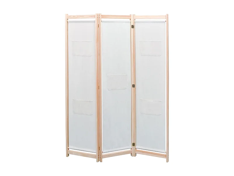 Biombo de 3 paneles Crema 120x170x4 cm Tela