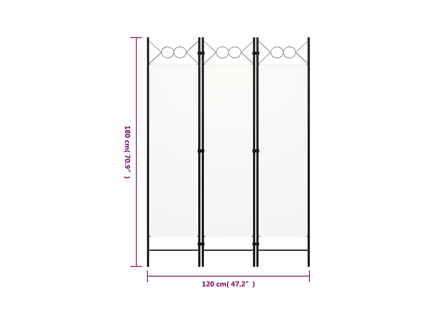 Tabique divisorio blanco de 3 paneles 120x180 cm