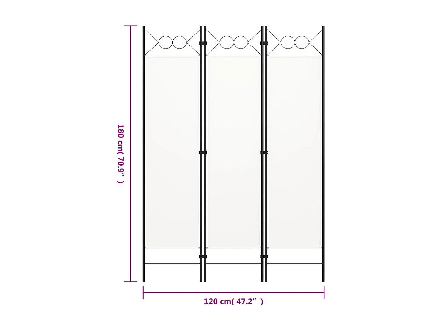 Parete divisoria bianca a 3 pannelli 120x180 cm