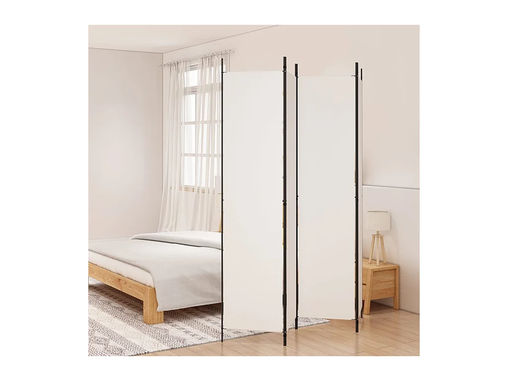 Cloison de séparation 4 panneaux Blanc 200x220 cm Tissu