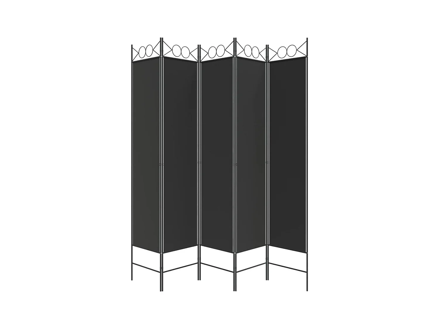Cloison de séparation 5 panneaux Noir 200x200 cm Tissu