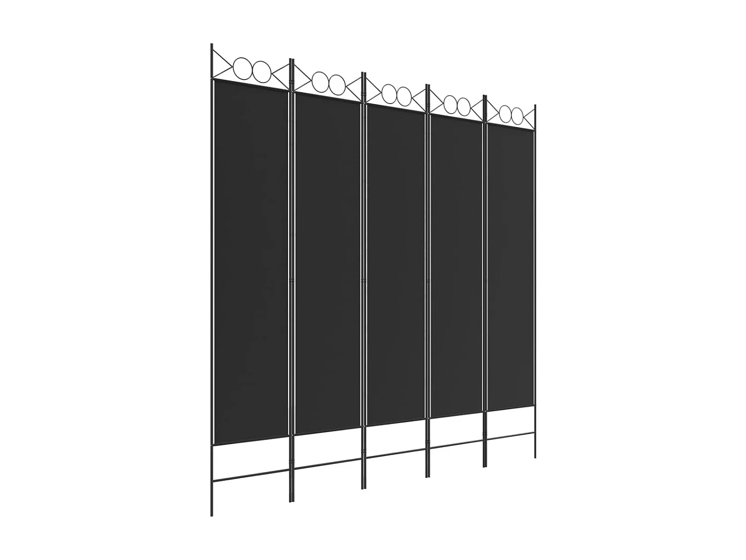 Cloison de séparation 5 panneaux Noir 200x200 cm Tissu
