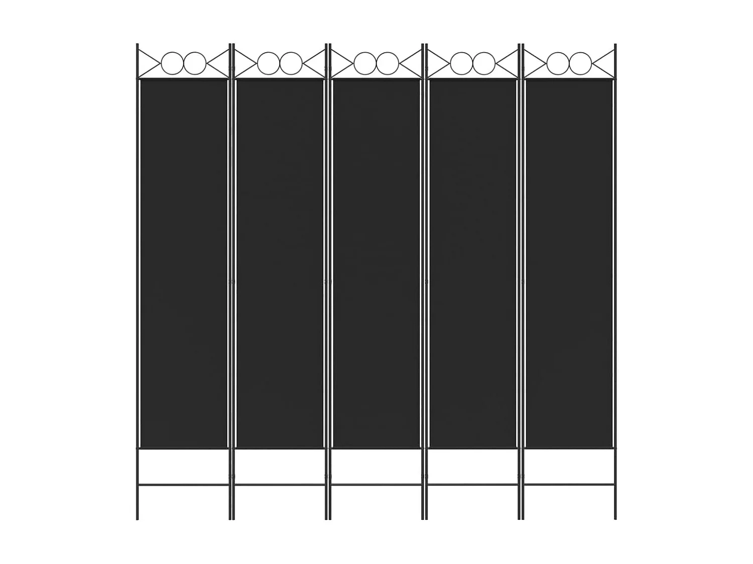 Cloison de séparation 5 panneaux Noir 200x200 cm Tissu