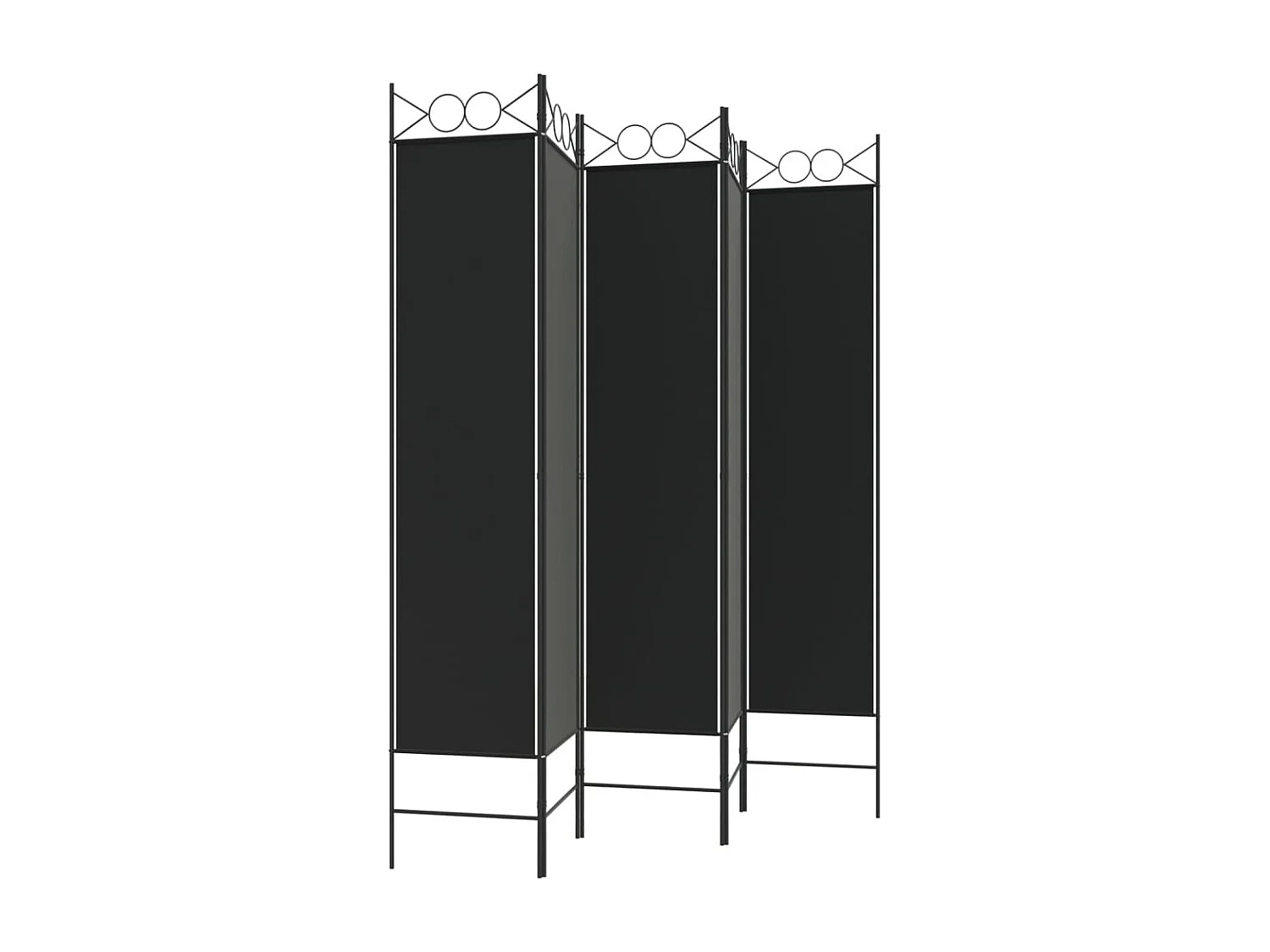 Cloison de séparation 5 panneaux Noir 200x200 cm Tissu