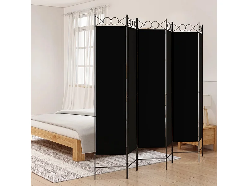 Cloison de séparation 6 panneaux Noir 240x200 cm Tissu