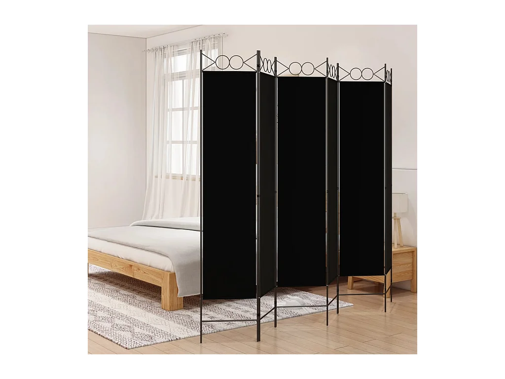 Cloison de séparation 6 panneaux Noir 240x200 cm Tissu