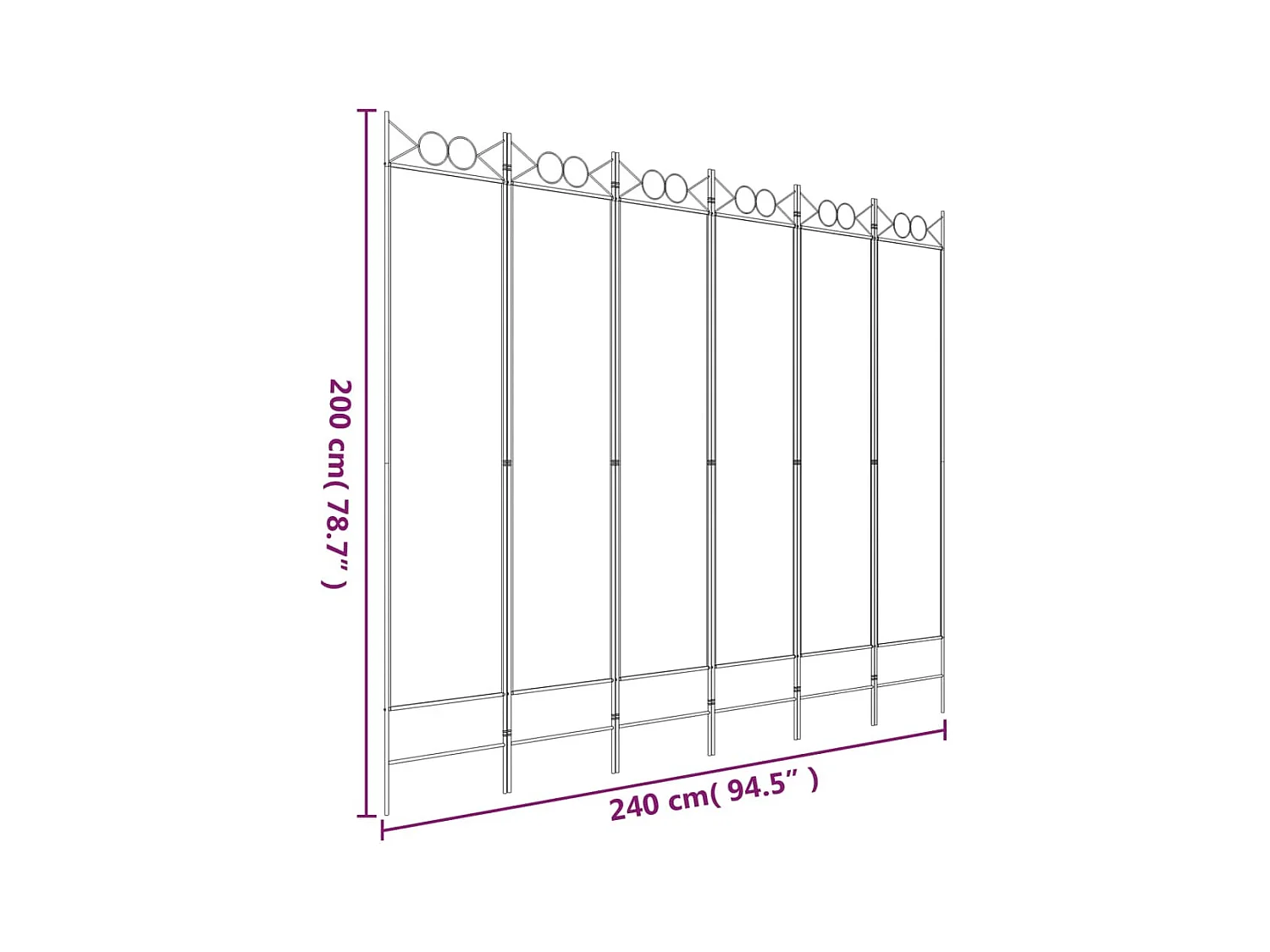 Cloison de séparation 6 panneaux Noir 240x200 cm Tissu