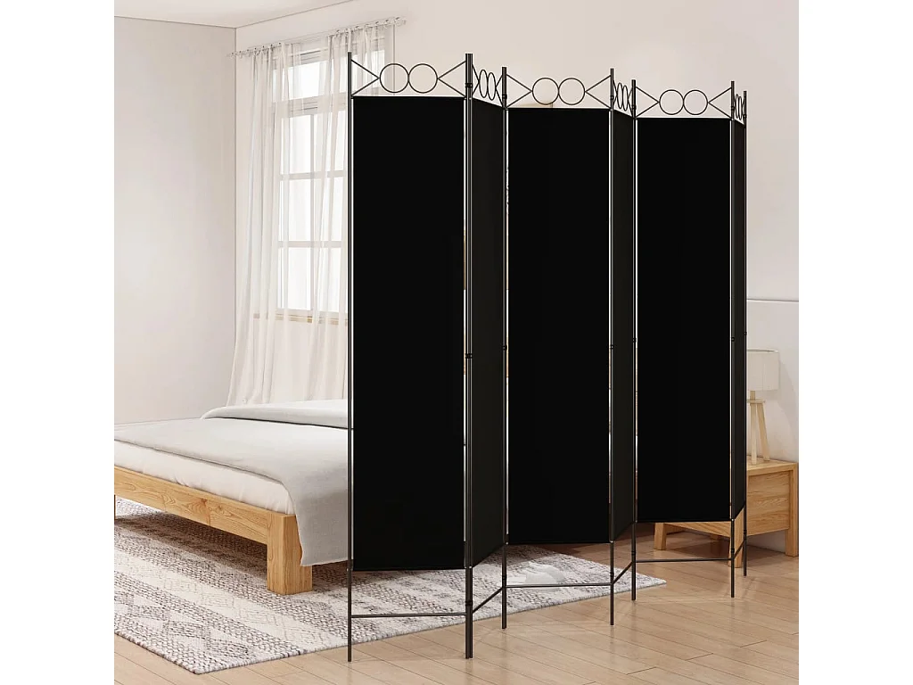 Cloison de séparation 6 panneaux Noir 240x200 cm Tissu