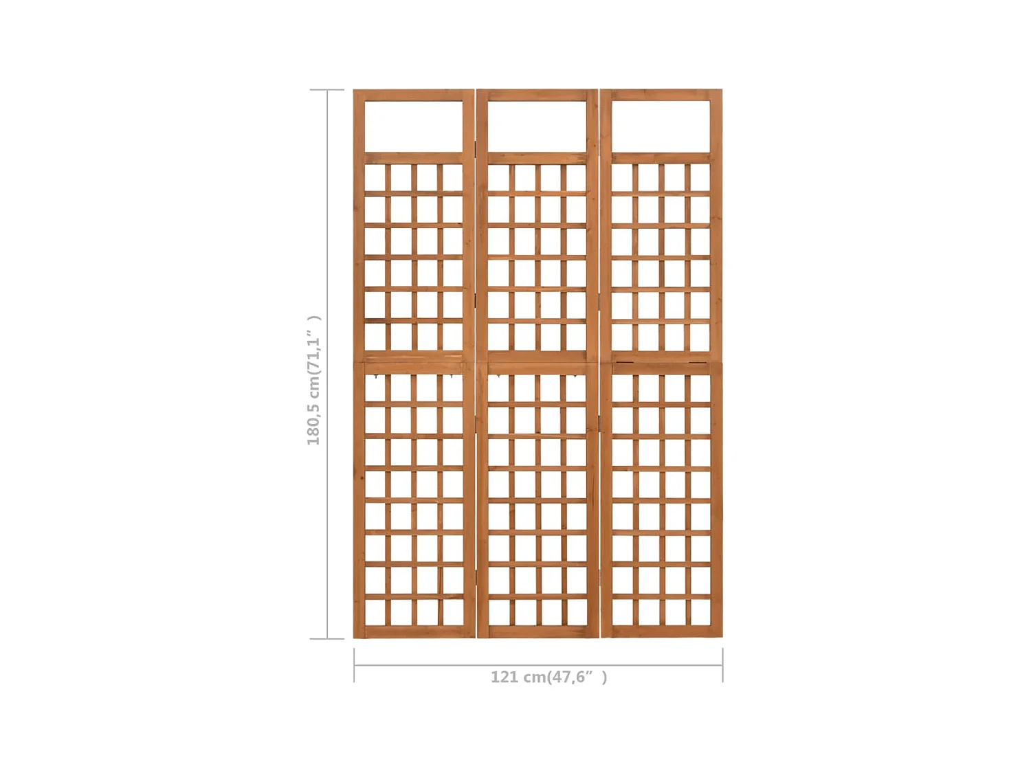 Tabique divisorio/celosía de 3 paneles de madera maciza de abeto