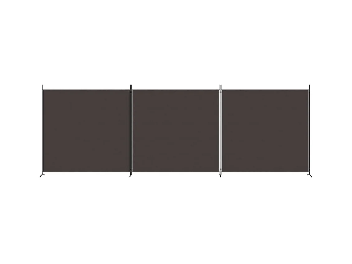 Mampara divisoria de 3 paneles Marrón 525x180 cm Tela