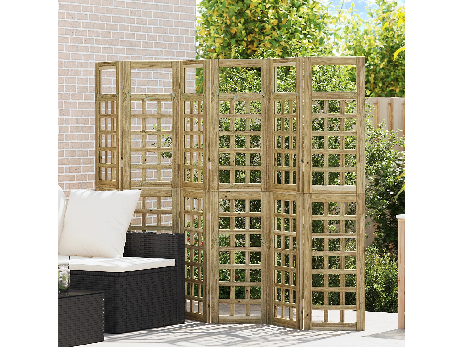 Buitenscherm, 6 panelen, van behandeld grenenhout