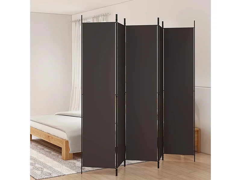 Cloison de séparation 5 panneaux Marron 250x220 cm Tissu