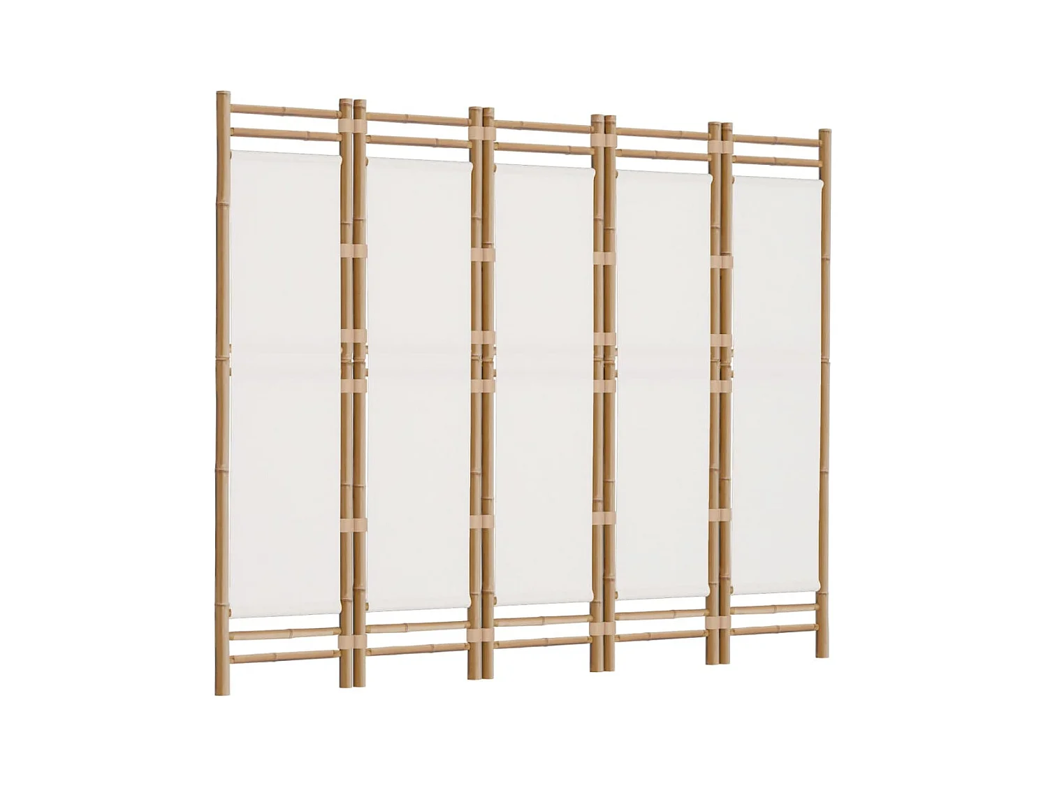 Faltbare Trennwand 5 Paneele 200 cm Bambus und Leinwand
