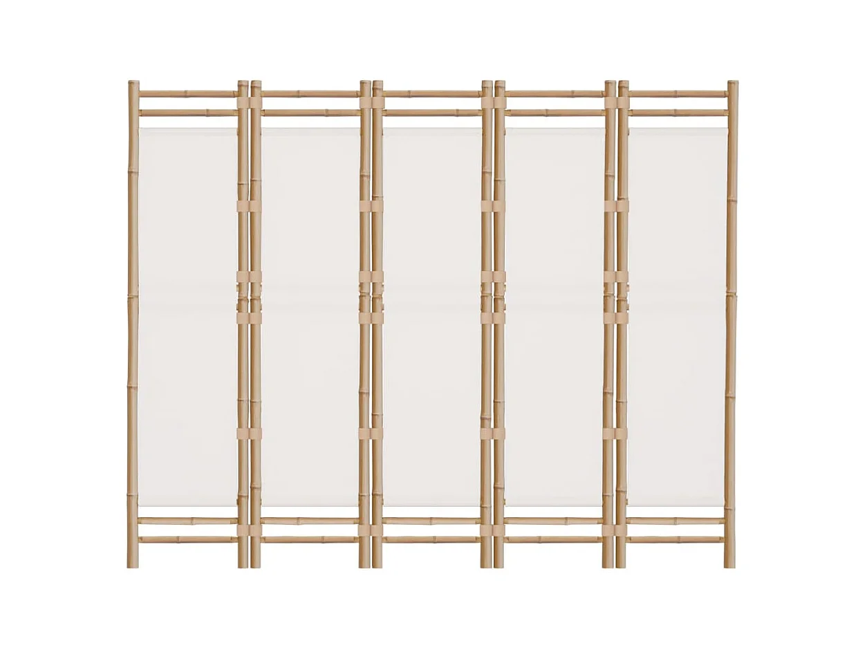 Faltbare Trennwand 5 Paneele 200 cm Bambus und Leinwand