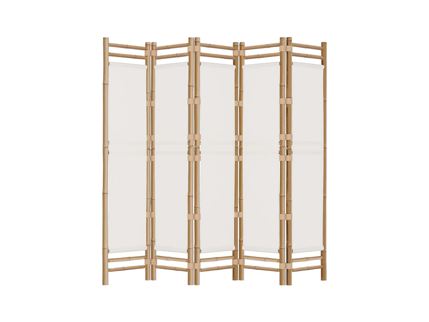 Faltbare Trennwand 5 Paneele 200 cm Bambus und Leinwand