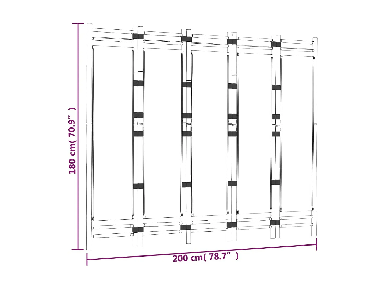 Faltbare Trennwand 5 Paneele 200 cm Bambus und Leinwand