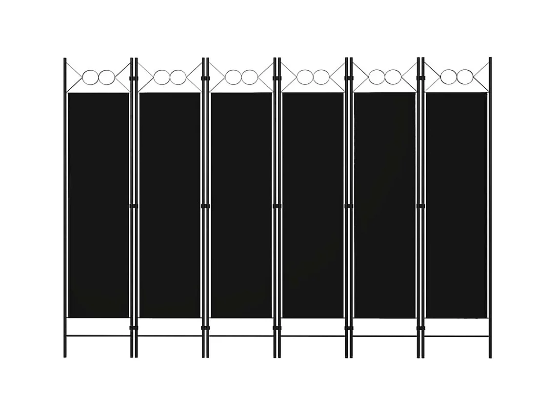 Parete divisoria a 6 pannelli Nero 240x180 cm