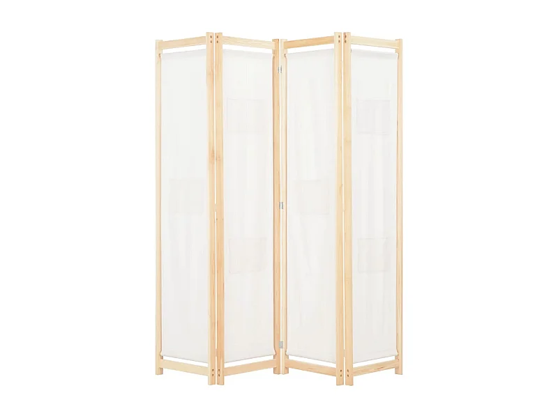 4-delige scheidingswand Crème 160x170x4 cm Stof