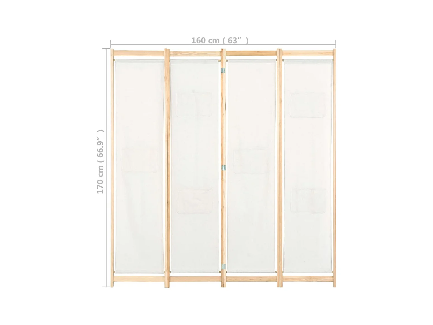 4-delige scheidingswand Crème 160x170x4 cm Stof
