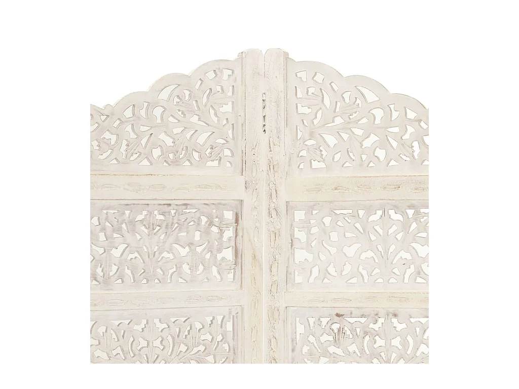 Parete divisoria a 4 pannelli Bianco 160x165 cm Legno di mango