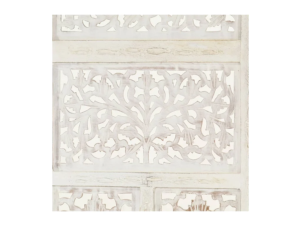 Parete divisoria a 4 pannelli Bianco 160x165 cm Legno di mango