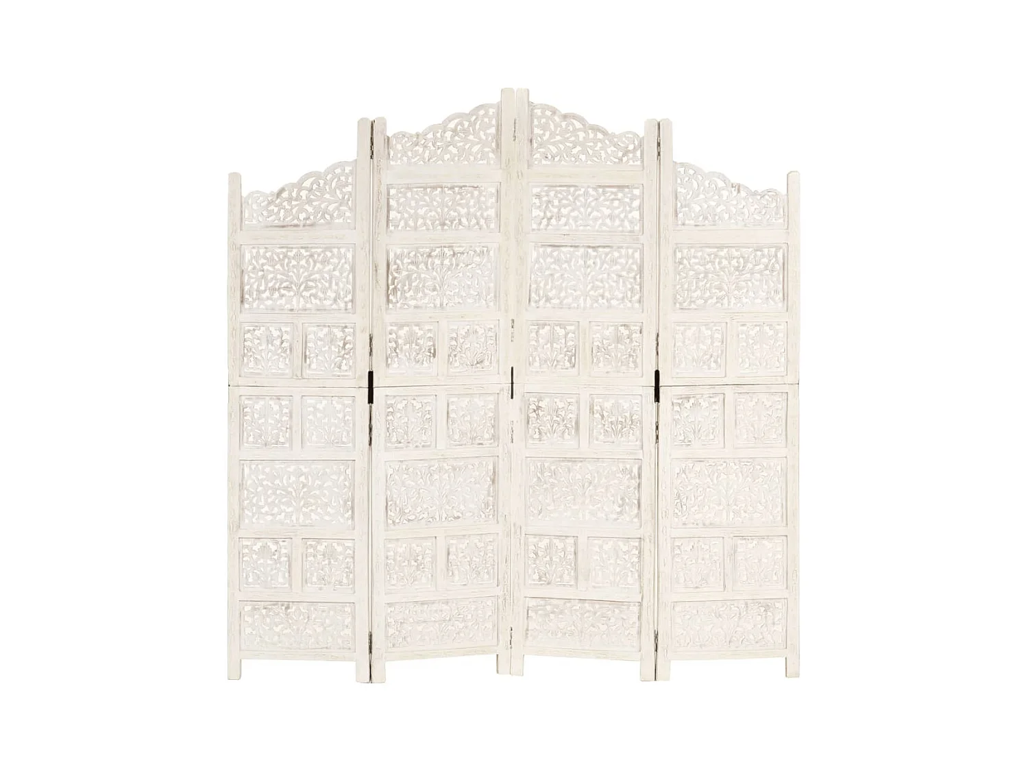 Parete divisoria a 4 pannelli Bianco 160x165 cm Legno di mango