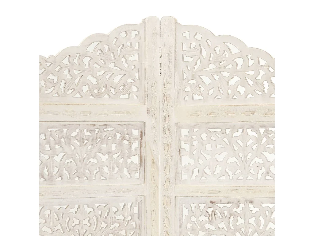 Parete divisoria a 4 pannelli Bianco 160x165 cm Legno di mango