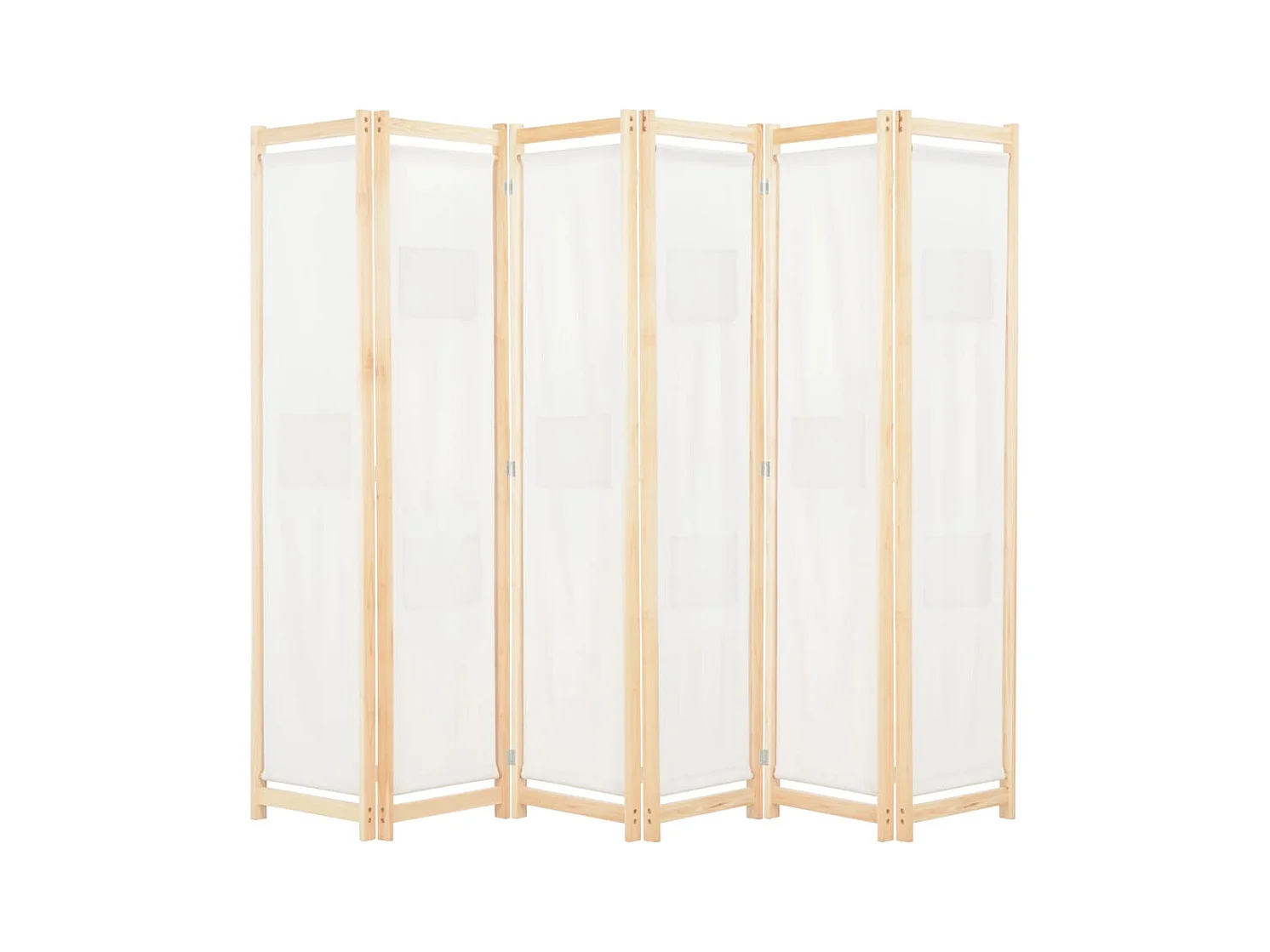 6-teiliger Raumteiler Creme 240 x 170 x 4 cm Stoff